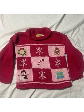 Vintage Girls’ Hot Pink Christmas Winter Sweater Claucr 4T